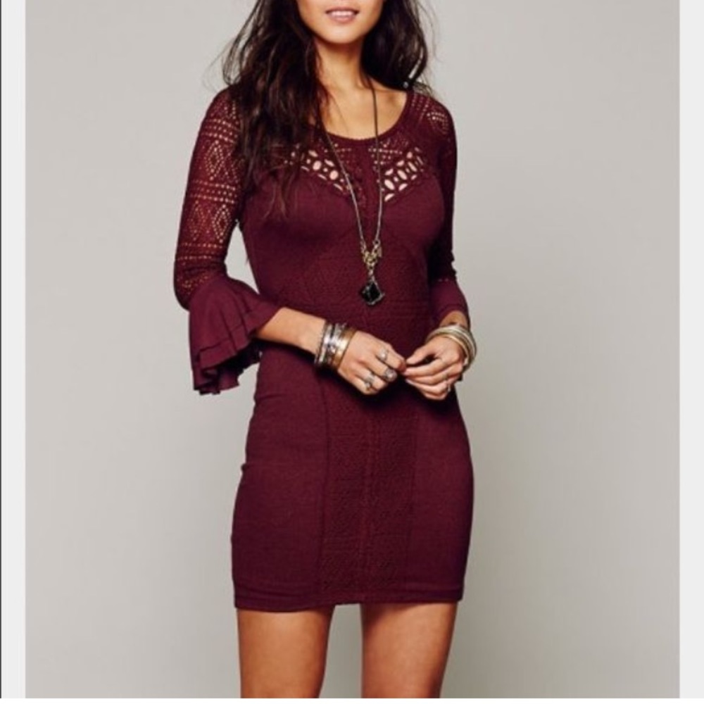 Maroon Free People bodycon dress